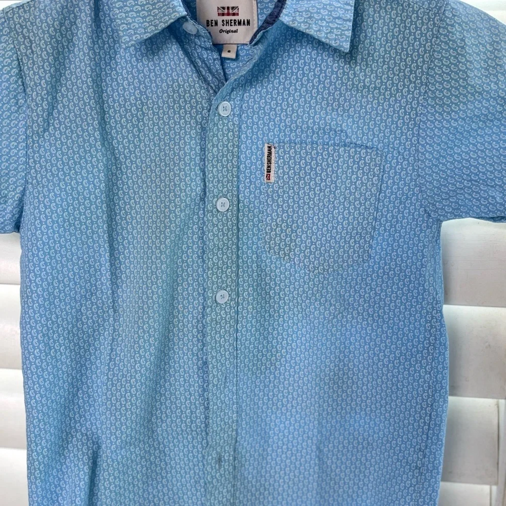 Ben Sherman little boys 6 Light Blue‎ Paisley Button Down Shirt toddler